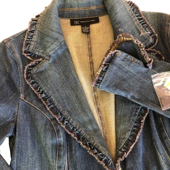 INC Venetian Glam Denim Jacket Blazer Small NWT - Picture 2 of 6